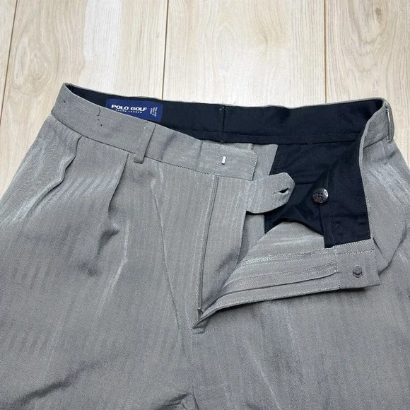 Ralph Lauren Polo Golf Herringbone Silk Cotton Pants Gray Men's Size 34x30 VTG